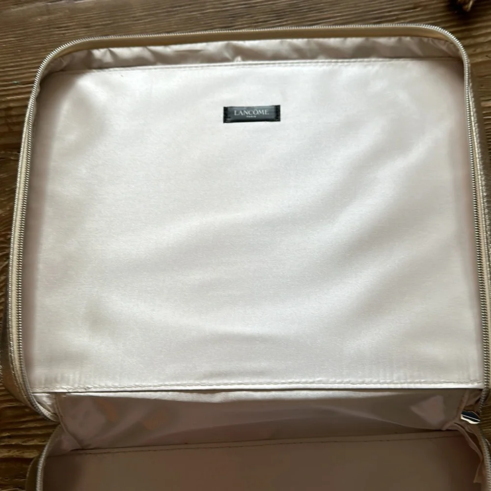 New Lancôme limited edition Gold Large Makeup Bag 10” x 13”